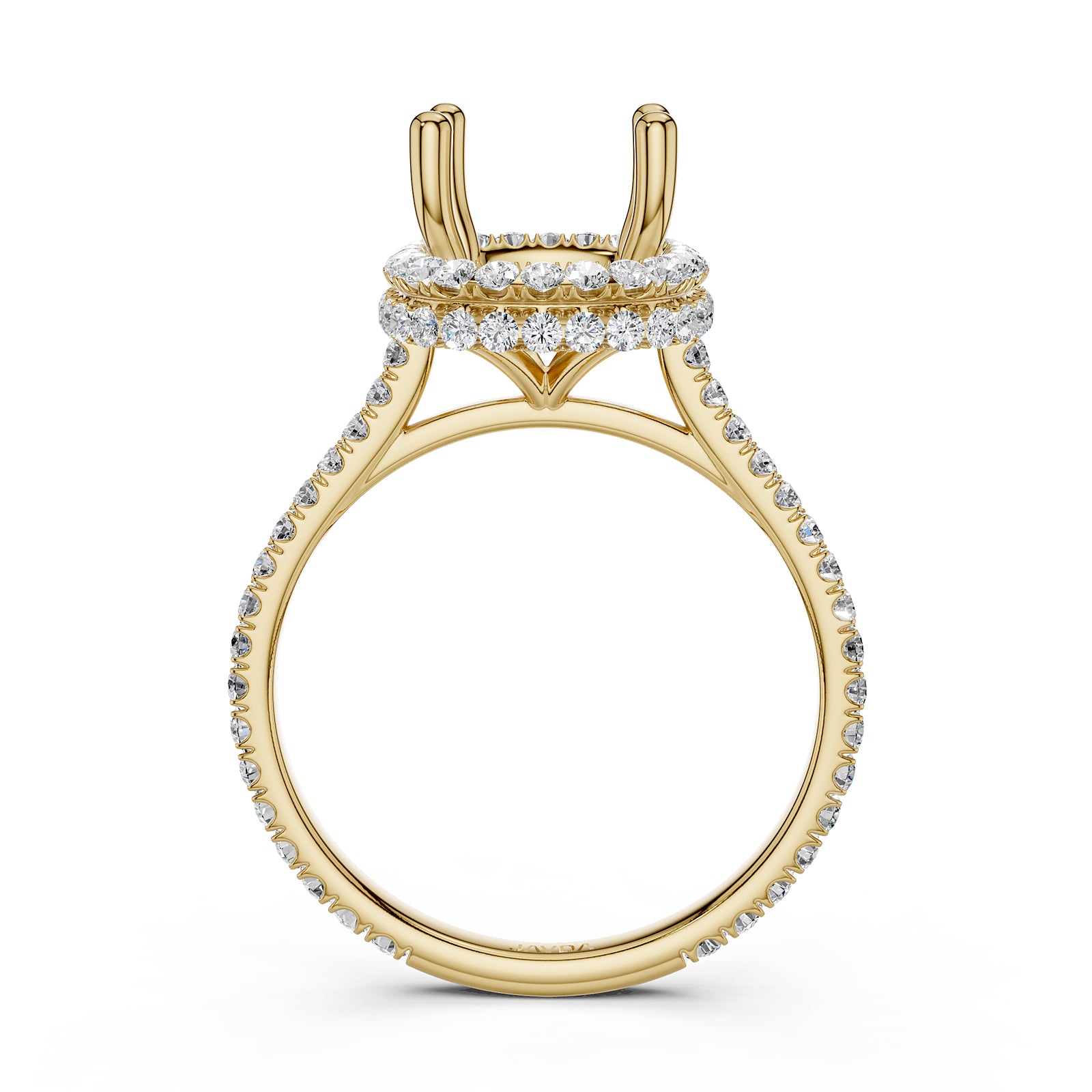 Double Halo Semi Mount Lab Grown Diamond Engagement Ring 0.53 Ct.